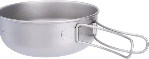 Vista 2 de iBasingo Juego de 3 piezas de ollas de titanio para acampar con mango plegable, juegos de ollas de cocina para campamento al aire libre