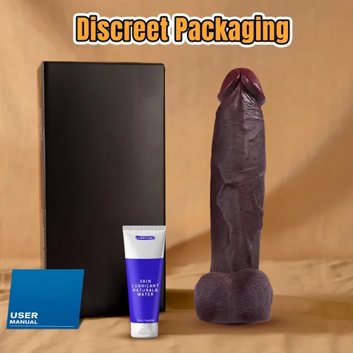 Vista 6 de Sex Toys - Consolador grande realista – Juguete sexual de 10.8 pulgadas de silicona marrón curvado, consoladores gigantes de doble capa para punto G