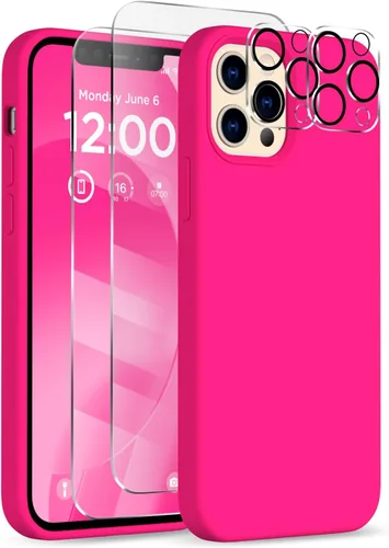 Vista 22 de Funda para iPhone 12 Pro Max, [2 protectores de cámara + 2 protectores de pantalla], funda protectora de silicona de cuerpo completo a prueba