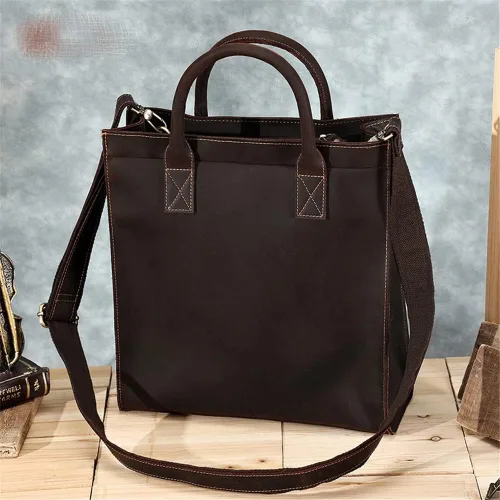 Vista 4 de Ztimi Retro Handbag Business Commuter Men's Shoulder Bag Messenger Bag Men's Bag Backpack