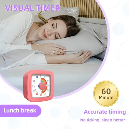 Vista 7 de Temporizador visual para niños y adultos, temporizador de cuenta regresiva de 60 minutos para aula, cocina, oficina, temporizador Pomodoro