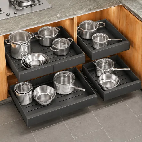 Vista 10 de Kitstorack Organizador de gabinete extraíble, expandible (12"-20") cajón deslizante resistente fijo con nano película adhesiva para ollas