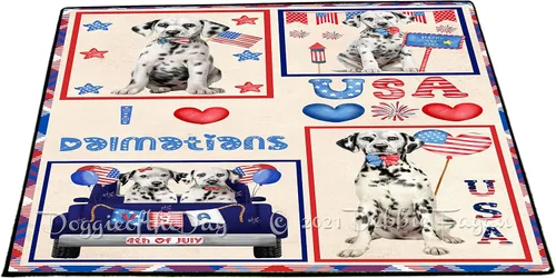 Vista 11 de Doggie of the Day Dalmatian Dogs Floor Mat - 4th of July Independence Day - Best Dog Doormat - Protector Decor - Unique Portrait Art - Premium