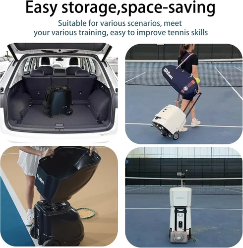 Vista 3 de Padel-Smart-Máquina profesional de pelotas de pádel con control de aplicación, capacidad de más de 100 bolas, batería de 4 a 6 horas, 12 modos