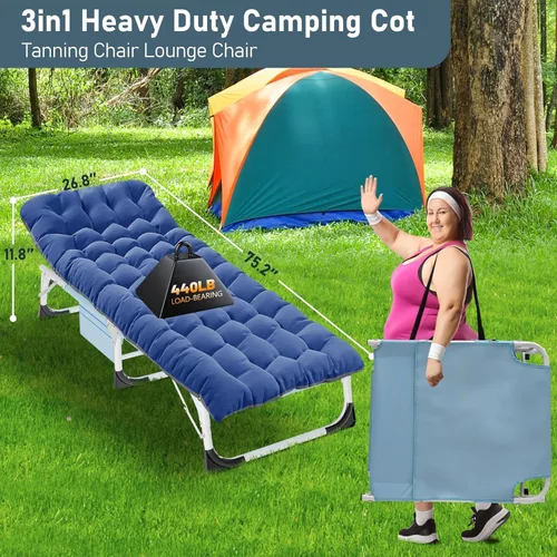 Vista 6 de Slsy Catres de dormir para adultos, tumbonas plegables de 5 posiciones al aire libre, cama plegable portátil para playa, césped, camping, piscina