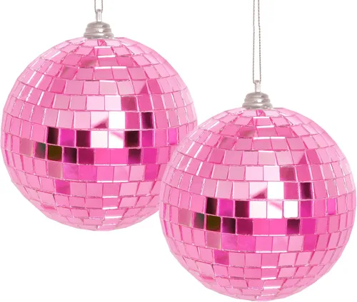 Vista 10 de 2 Piezas de Bolas de Espejo de Discoteca Bolas Colgantes para Efecto de Luz de DJ de Discoteca de los 50s 60s 70s Fiesta Decoración del Hogar