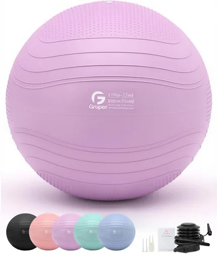 Vista 12 de Gruper Pelota de yoga, pelota de ejercicio extra gruesa para entrenamiento y estabilidad durante el embarazo, 4 tamaños, pelota de equilibrio