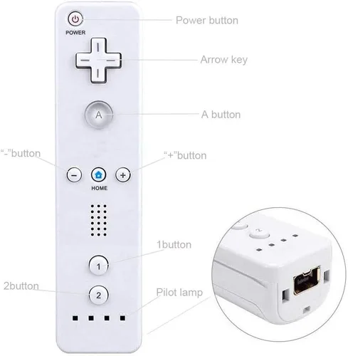 Vista 3 de PlayHard 2 Pack Remote Controllers Compatible with Nintendo Wii & Wii U, with Silicone Cases and Wrist Straps (White X 2)