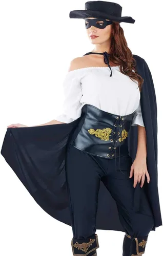 Vista 2 de fun shack Disfraz de bandido para mujer, disfraz de Halloween para mujer, disponible en tallas S, M, L, Blanco