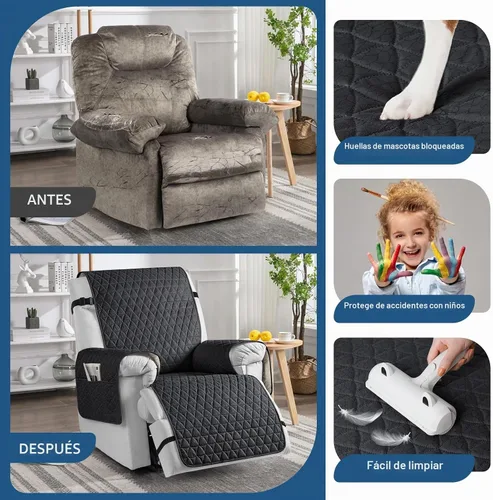 Vista 4 de TAOCOCO Funda para Sillón Reclinable 100% Impermeable - Funda para Sillón Reclinable con Gránulos Antideslizantes, Fundas para Sillas Reclinables