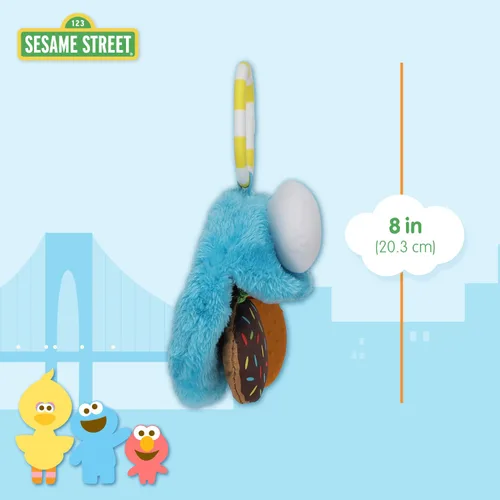 Vista 4 de Kids Preferred Sesame Street Cookie Monster On The Go - Juguete de actividad con mordedor de silicona, sonidos arrugados y sonajero para bebés