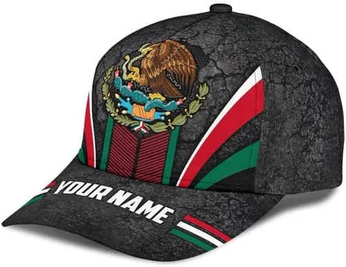 Vista 2 de Sombrero de México personalizado, sombreros mexicanos para hombres y mujeres, gorras de béisbol con bandera de águila de México, gorras de béisbol
