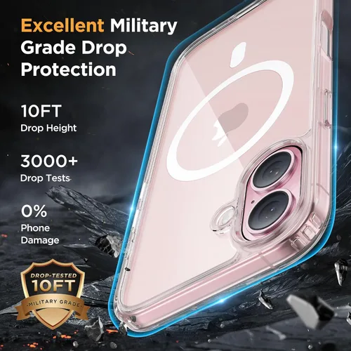 Vista 4 de Miracase - Funda magnética para teléfono 17 (compatible con MagSafe) con protector de pantalla de grado militar, funda mate translúcida antihuellas