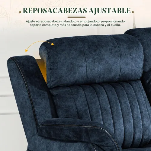 Vista 4 de Sofá reclinable eléctrico con gravedad cero, sillón reclinable eléctrico con reposacabezas ajustable, carga inalámbrica, puertos USB/C, sofá Azul