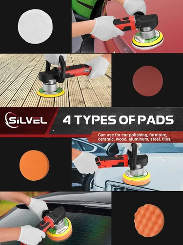 Vista 7 de SILVEL Pulidora Buffer, Buffer de Doble Acción de 6 pulgadas para Detallado de Automóviles, Kit de Encerador Buffer Orbital Aleatorio para Automóvil