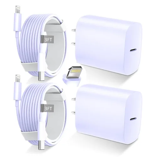 Vista 14 de DiHines Cargador rápido para teléfono 14 13 12 11, cable de carga Lightning de 3 pies con bloque de carga USB C de 20 W para teléfono 14/14 Pro
