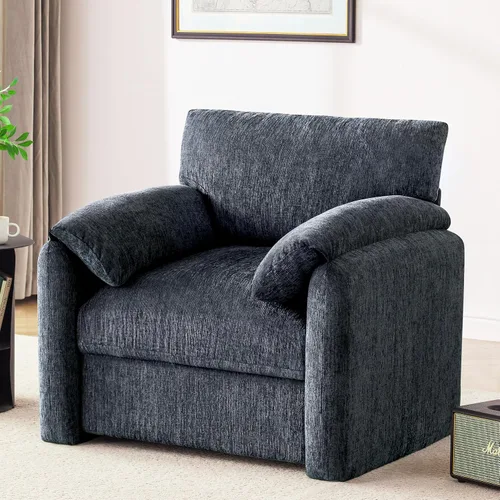 Vista 13 de Howjoe Sillón Extragrande de Chenilla, Sillas de Acento de 38.6 Pulgadas de Ancho para Sala de Estar y Dormitorio Silla de Descanso Moderna, Silla