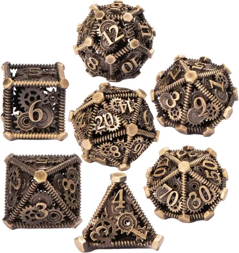 Vista 12 de DND - Juego de dados de metal, UBEUCK 7 piezas de dados de metal DND para cajas de juegos de mesa de Calabozos y Dragones