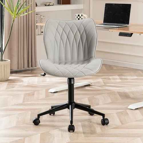 Vista 10 de YOUNUOKE - Silla de escritorio sin brazos con ruedas, sillas de oficina en casa, color verde aguacate PU Leather Comfy Task Chair with Wheels