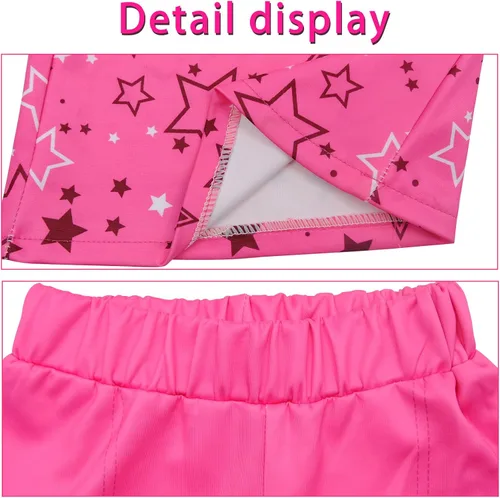 Vista 3 de Girls Cowgirl Costume 70s 80s Disco Western Cowgirl Outfits Set Halloween Cosplay Party Costume with Hair Band