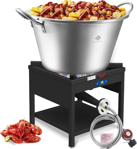 Vista 9 de ARC - Juego de quemadores de propano de acero inoxidable de 69 cuartos de galón con quemador de propano de 200,000 BTU, wok resistente de 25
