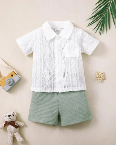 Vista 8 de Conjunto de ropa de verano para bebé y niño, camiseta de manga corta de algodón, pantalones cortos de dinosaurios, conjunto de ropa para niño