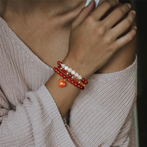 Vista 4 de Vinswet Pulseras de cuentas de cristal curativo para mujer, pulsera de piedras preciosas de piedra lunar de amatista natural, para aliviar