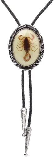 Vista 211 de Jeilwiy Corbata de bolo para hombre, corbata de vaquero occidental, collar de corbata de bolo dorado, corbata de cuero, corbata de Halloween