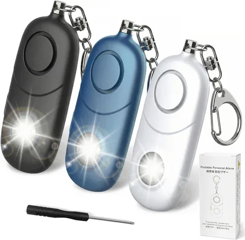 Vista 12 de Alarma personal para mujeres, llavero de alarma: Qoosea 135dB llavero de emergencia sirena con luz estroboscópica sirena fuerte para mujeres, niños