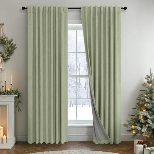 Vista 74 de Pitalk Cortinas cortas 100% opacas de lino para cafetería, 40 pulgadas de largo, 2 paneles, cortinas de puerta francesa para ventana, cortina