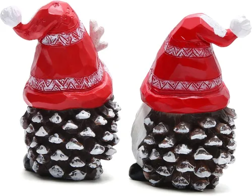 Vista 7 de Hodao Gnomos de Navidad de Resina Hechos a Mano Adornos de Navidad de Resina Regalo de Fiestas, Adornos de Navidad de Invierno para Mesa y Árbol