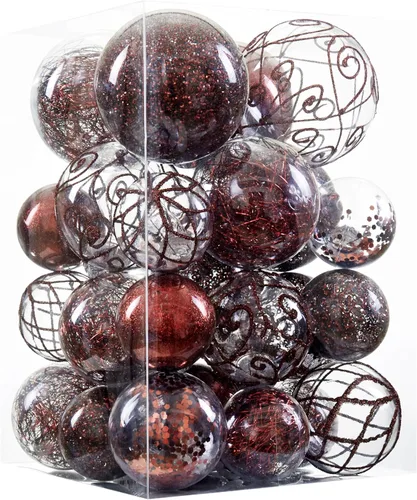 Vista 11 de Wironlst Adornos de bola de Navidad inastillables de plástico transparente grande, juego de bolas decorativas con relleno delicado