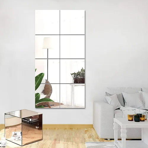 Vista 17 de JUNEBRUSHS Paquete de 4 Espejos Acrílicos Autoadhesivos, Azulejos de Espejo de 12X 12 Pulgadas, Láminas de Espejos de Plástico Flexibles Adhesivas a