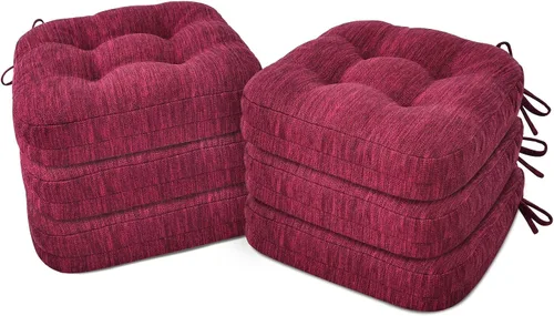Vista 26 de Shinnwa Juego de 2 cojines para silla de comedor, cojines para silla de cocina de espuma viscoelástica de doble capa, almohadillas de asiento