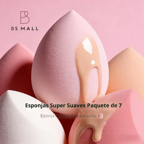 Vista 2 de Juego de esponjas de maquillaje BS-MALL con estuche de almacenamiento, 7 piezas para líquidos, crema y polvo, base SAVE con 1 mini esponja de A-Rosa
