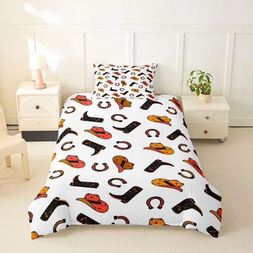 Vista 18 de Erosebridal Juego de ropa de cama de vaquero, funda de edredón de rodeo occidental, funda de edredón para cama de caballo para niños, adolescentes