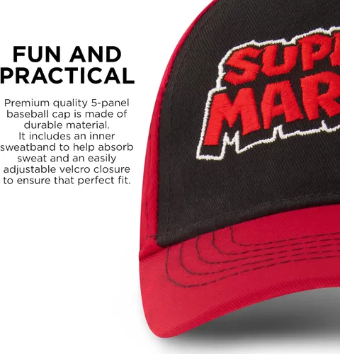 Vista 4 de Nintendo Boys' Baseball Cap, Super Mario Adjustable Kids Hat for Ages 4-7