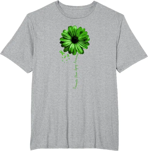 Vista 34 de Camiseta de conciencia de lesiones cerebrales traumáticas con cinta verde guerrero, Negro, S