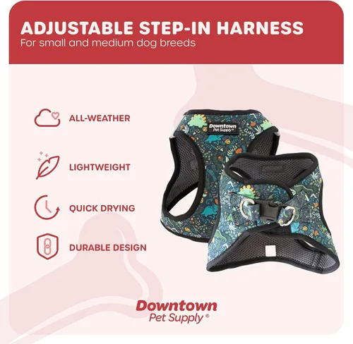 Vista 204 de Downtown Pet Supply Arnés para perro Step-in – Sin tirones, malla acolchada ajustable con ribete reflectante, correa de hebilla segura – Arnés