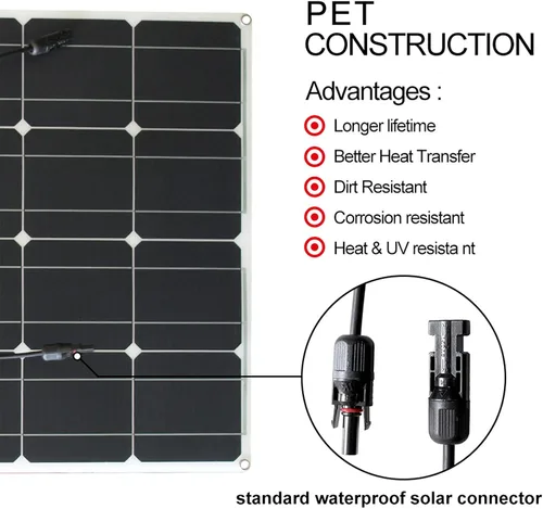 Vista 2 de Kit de panel solar y 300 W, 200 W, 100 W, paneles solares flexibles, módulo de cargador de batería de alta eficiencia, 100 W