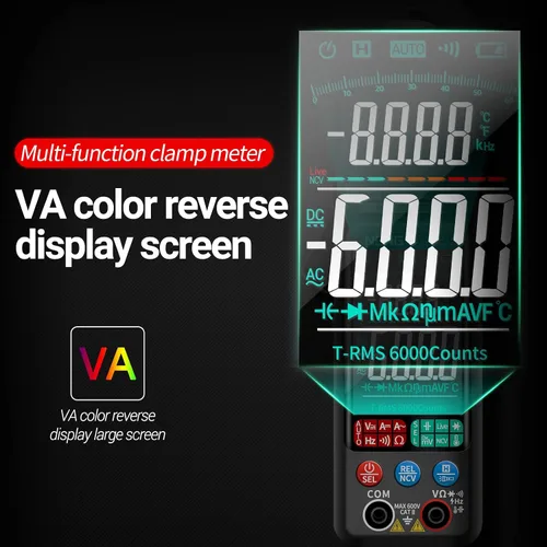 Vista 3 de ANENG Medidor de abrazadera Probador multímetro Rango automático TRMS 6000 cuentas Voltaje de corriente AC/DC Ohm Volt Amp Meter Meansures NCV