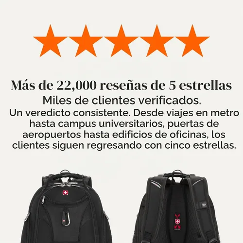 Vista 8 de SwissGear, Travel Gear 1900, Scansmart TSA, mochila para computadora portátil., talla única , Negro