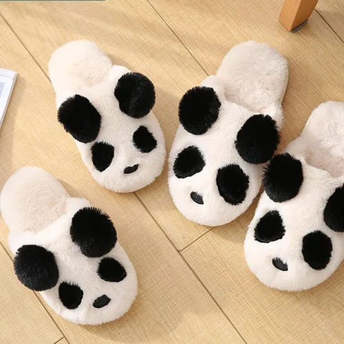 Vista 5 de Pantuflas de panda, pantuflas de panda de invierno, pantuflas cálidas adecuadas para mujeres y hombres adultos