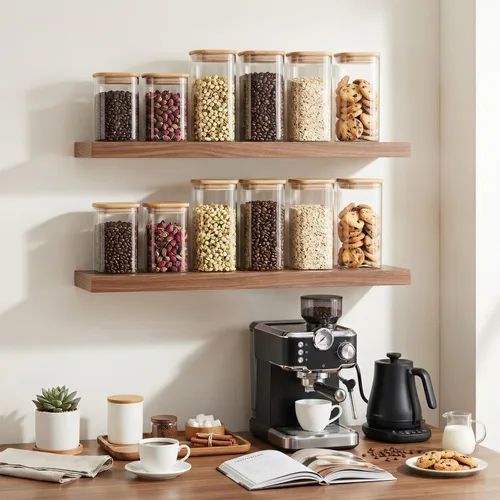 Vista 7 de 37oz 4PCS Frascos de almacenamiento de vidrio con tapas, tarros de vidrio con tapas para despensa, recipiente cuadrado para galletas, nueces