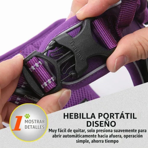 Vista 3 de JUXZH Truelove Arnés para perro sin tirones con mango de fácil control y 2 accesorios para correa, chaleco reflectante ajustable para mascotas