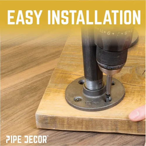 Vista 7 de PIPE DECOR Juego de patas de mesa auxiliar, kit de base de mesa industrial rústica para sala de estar, oficina, tuberías y accesorios ásperos
