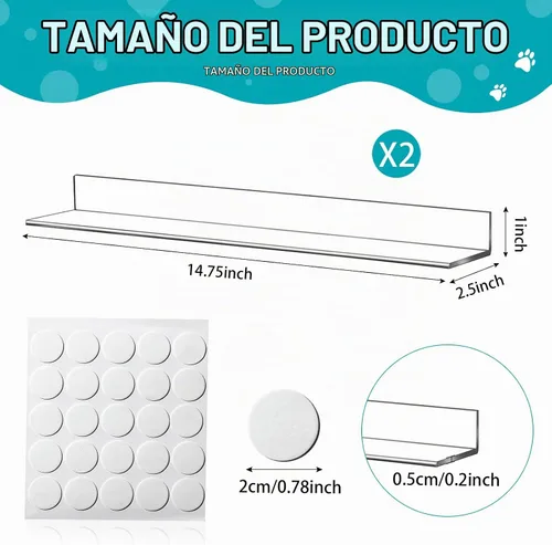Vista 2 de Wenqik 2 protectores transparentes para alféizar de ventana de 14.75 x 2.5