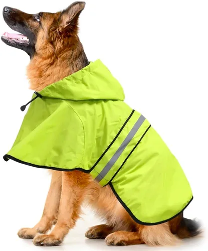 Vista 13 de Impermeables Reflectantes Impermeables para Perros - Chaqueta de Lluvia Ajustable para Cachorros, Chubasqueros Ligeros con Capucha para Perros