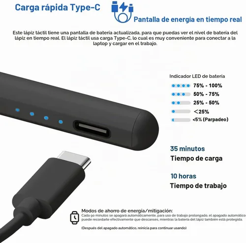 Vista 2 de Lápices ópticos para pantallas táctiles, lápiz para tableta con pantalla de energía, punta POM, lápiz táctil digital magnético compatible