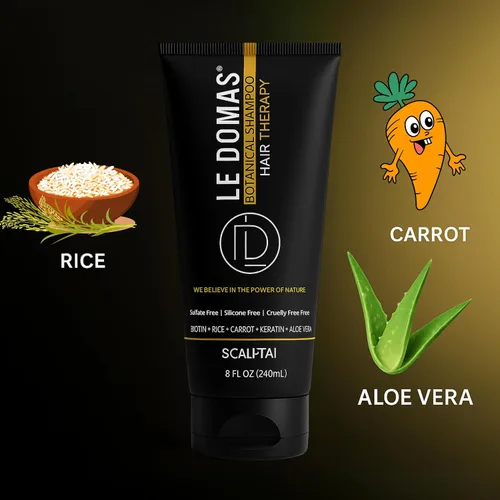 Vista 3 de Le Modas Champú botánico para el crecimiento del cabello, champú natural sin sulfato con aloe vera y arroz, anticaspa y apoyo contra la pérdida